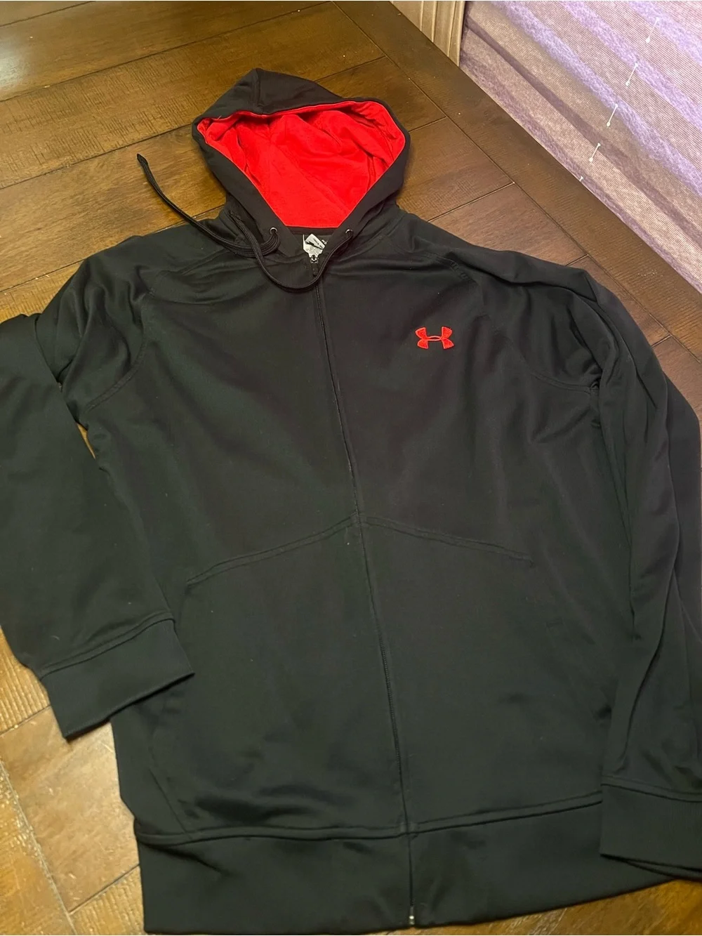 Under Armour Black Hoodie with Red Hood Lining